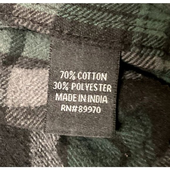 GREEN PLAID FLANNEL SHIRT SZ S GREEN BLACK EIGHTY EIGHT LONG SLEEVE MENS - Picture 4 of 5